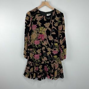 Eliza J Black Velvet Floral Shift Dress 4 Vintage